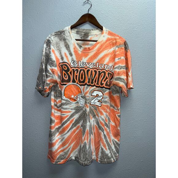 Vintage Cleveland Browns Shirt Tim Couch Tie Dye Orange Brown NFL Tee 90s Large - Picture 1 of 12